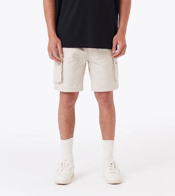 Men's ripped denim shorts for a trendy streetwear aestheticExplorer Short Beige