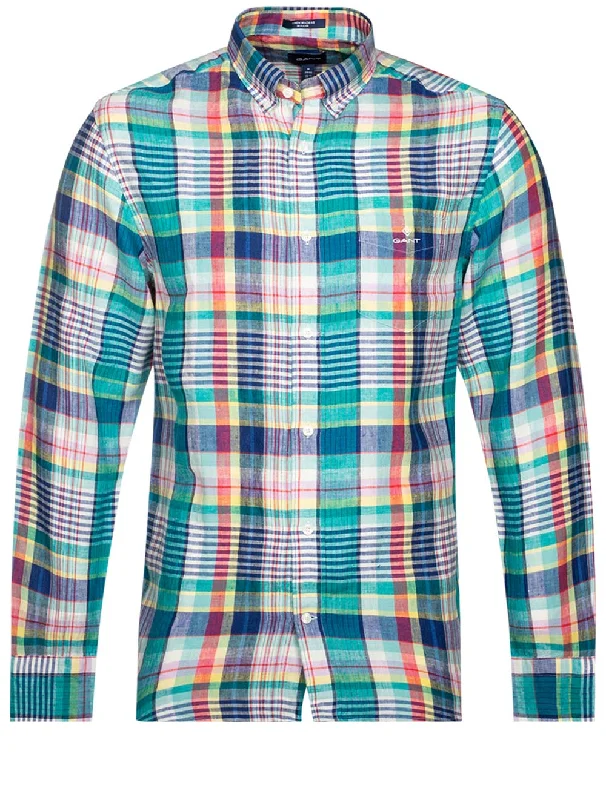 Men's Long - Line Oversized Casual Shirts in Dark Gray for a Relaxed and Modern LookRegular Colorful Linen Madras Button Down Aqua Green Men's Long - Line Oversized Casual Shirts in Dark Gray for a Relaxed and Modern LookRegular Colorful Linen Madras Button Down Aqua Green