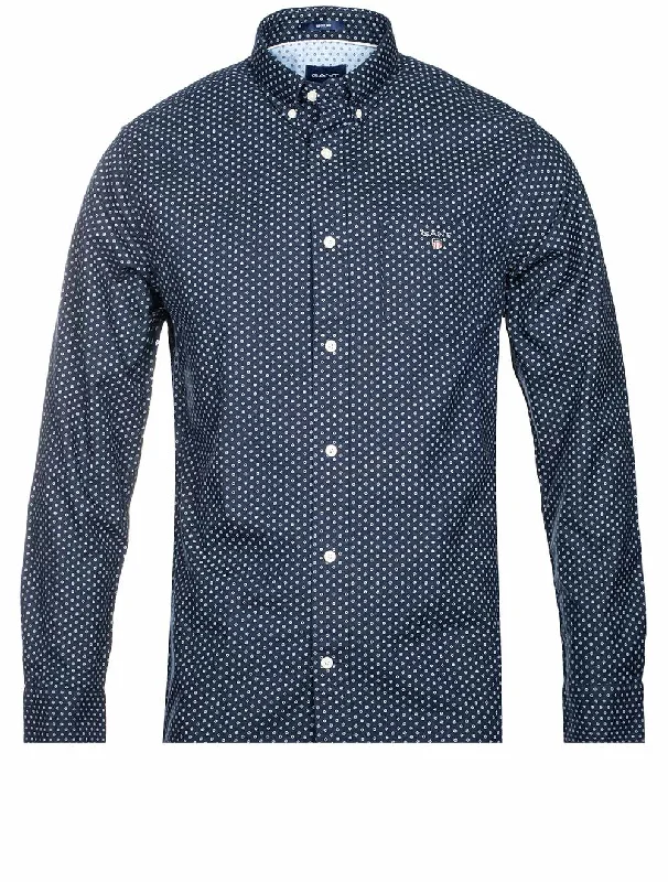 Men's Organic Cotton Casual Shirts with a Soft Handfeel for Everyday ComfortRegular Fit Micro Print Oxford Shirt Marine Men's Organic Cotton Casual Shirts with a Soft Handfeel for Everyday ComfortRegular Fit Micro Print Oxford Shirt Marine
