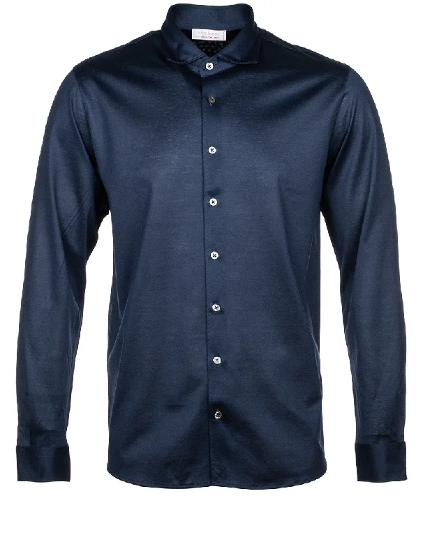Men's Embroidered Detail Casual Shirts in Beige for a Touch of EleganceJersey Navy Shirt Navy Blue Men's Embroidered Detail Casual Shirts in Beige for a Touch of EleganceJersey Navy Shirt Navy Blue