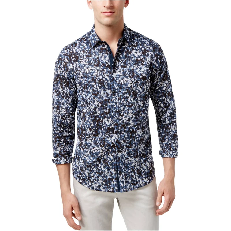 Men's Button - Down Oxford Casual Shirts in Crisp White for a Classic and Versatile StyleI-N-C Mens Abstract Button Up Shirt, Blue, Large Men's Button - Down Oxford Casual Shirts in Crisp White for a Classic and Versatile StyleI-N-C Mens Abstract Button Up Shirt, Blue, Large