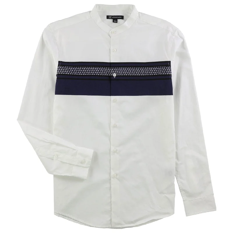 Men's Stretch - Fabric Casual Shirts in Navy Blue for a Comfortable and Flexible FitI-N-C Mens Band Collar Button Up Shirt, White, 3XL Men's Stretch - Fabric Casual Shirts in Navy Blue for a Comfortable and Flexible FitI-N-C Mens Band Collar Button Up Shirt, White, 3XL