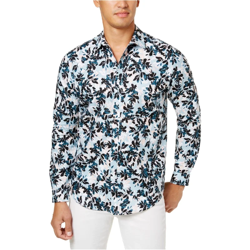 Men's Shearling - Lined Collar Casual Shirts in Brown for a Rustic and Warm AppealI-N-C Mens Floral Button Up Shirt, Blue, Medium Men's Shearling - Lined Collar Casual Shirts in Brown for a Rustic and Warm AppealI-N-C Mens Floral Button Up Shirt, Blue, Medium