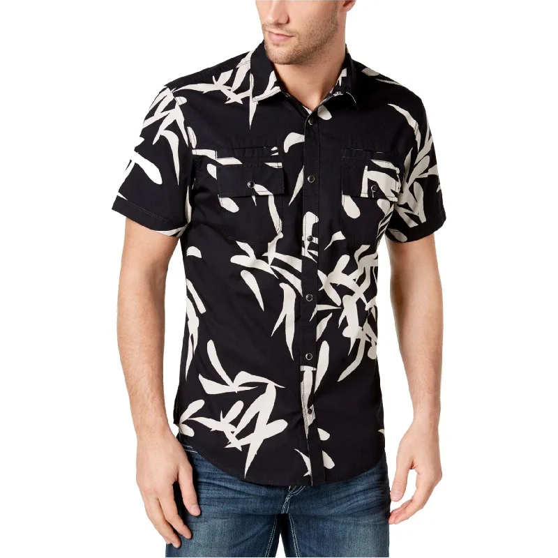 Men's Two - Tone Contrast Panel Casual Shirts in White and Navy for a Stylish and Eye - Catching DesignI-N-C Mens Geometric Button Up Shirt Men's Two - Tone Contrast Panel Casual Shirts in White and Navy for a Stylish and Eye - Catching DesignI-N-C Mens Geometric Button Up Shirt