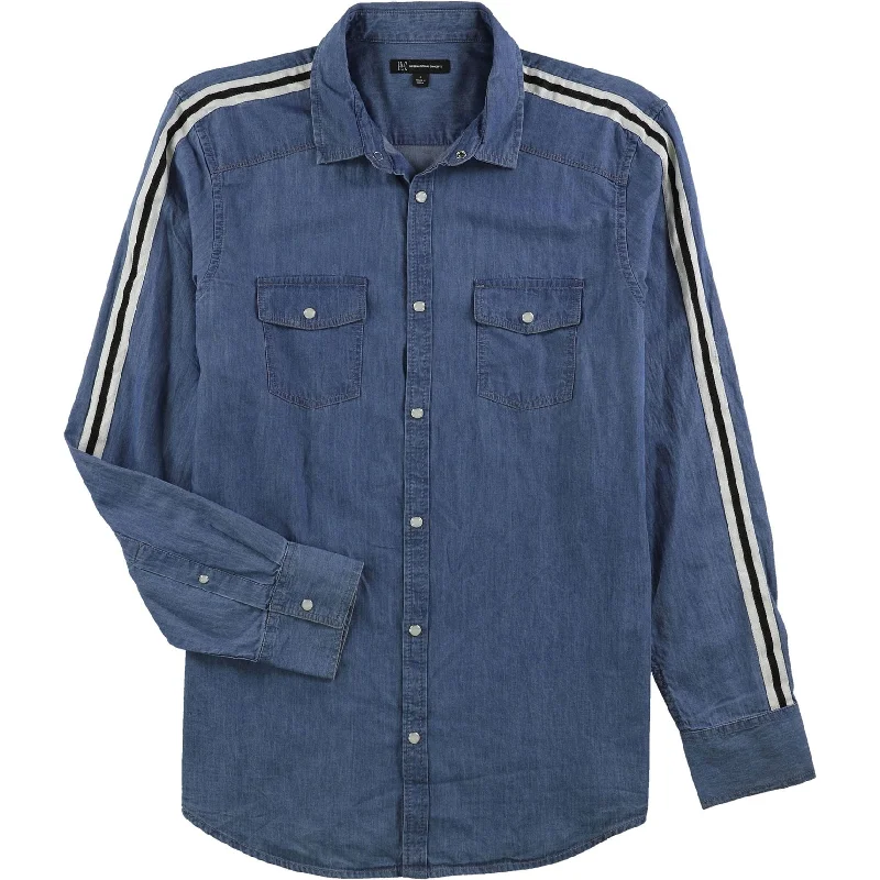 Men's Two - Tone Contrast Panel Casual Shirts in White and Navy for a Stylish and Eye - Catching DesignI-N-C Mens Mavida Button Up Shirt Men's Two - Tone Contrast Panel Casual Shirts in White and Navy for a Stylish and Eye - Catching DesignI-N-C Mens Mavida Button Up Shirt