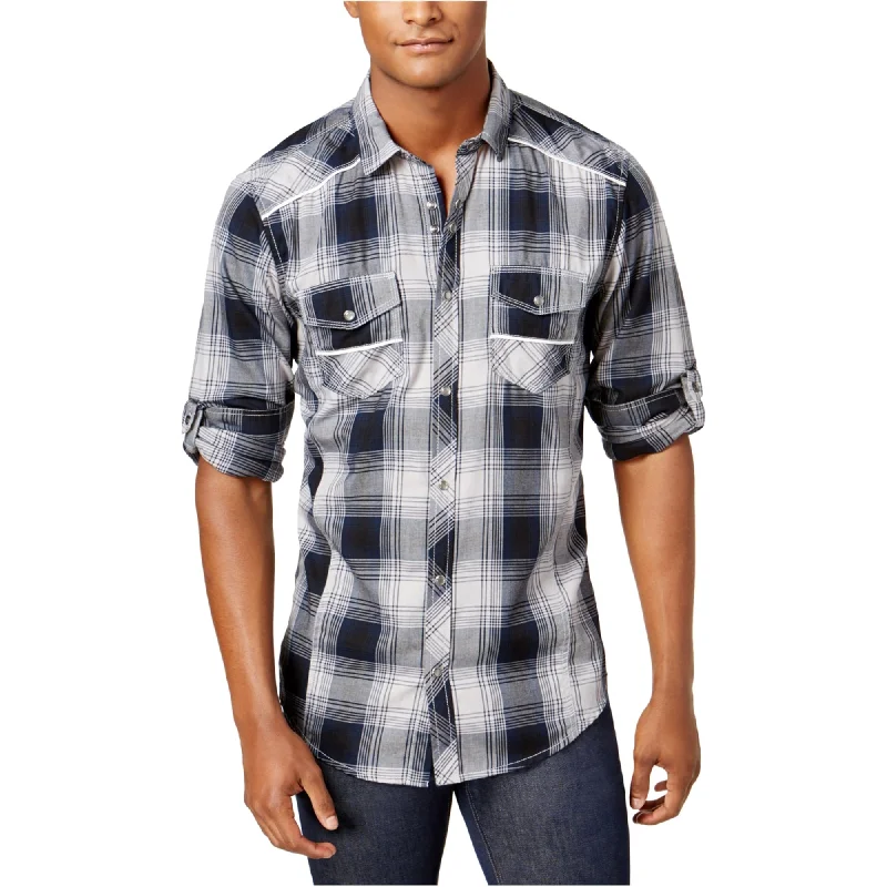 Men's Retro - Style Hawaiian Print Casual Shirts in Bold Patterns for a Tropical VacationI-N-C Mens Plaid Button Up Shirt, Grey, Small Men's Retro - Style Hawaiian Print Casual Shirts in Bold Patterns for a Tropical VacationI-N-C Mens Plaid Button Up Shirt, Grey, Small
