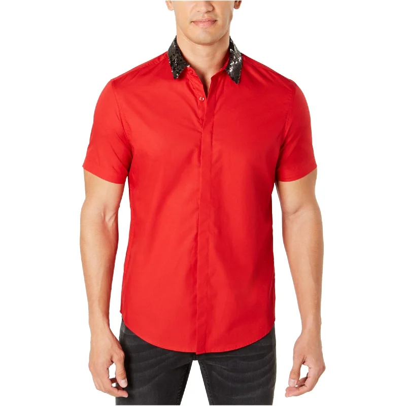 Men's Stretch - Fabric Casual Shirts in Navy Blue for a Comfortable and Flexible FitI-N-C Mens Sequin Collar Button Up Shirt, Red, X-Large Men's Stretch - Fabric Casual Shirts in Navy Blue for a Comfortable and Flexible FitI-N-C Mens Sequin Collar Button Up Shirt, Red, X-Large