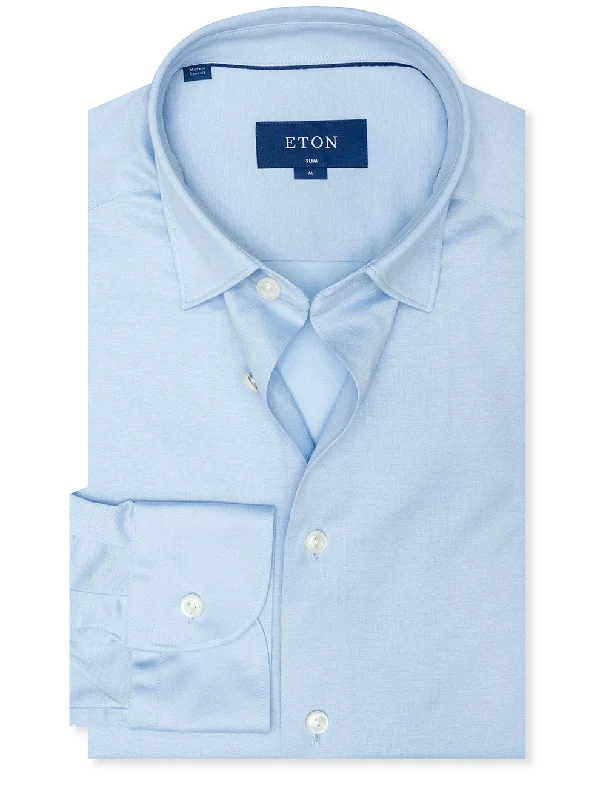 Men's Two - Tone Contrast Panel Casual Shirts in White and Navy for a Stylish and Eye - Catching DesignSlim Fit Jersey Shirt Blue Men's Two - Tone Contrast Panel Casual Shirts in White and Navy for a Stylish and Eye - Catching DesignSlim Fit Jersey Shirt Blue