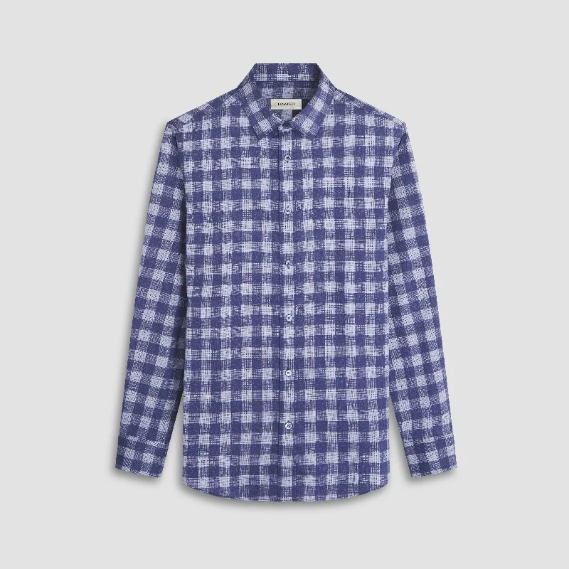 Plus Size Men's Striped Chambray Casual Shirts with a Spread Collar for a Preppy AppearanceJulian Gingham Shirt Plus Size Men's Striped Chambray Casual Shirts with a Spread Collar for a Preppy AppearanceJulian Gingham Shirt