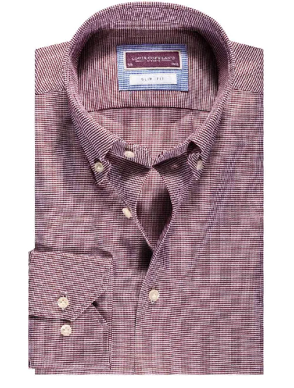 Men's Graphic - Printed Casual Shirts with Pop - Culture References for a Fun and Stylish LookKlee Houndstooth Button Down Slim Fit Wine Shirt Wine Men's Graphic - Printed Casual Shirts with Pop - Culture References for a Fun and Stylish LookKlee Houndstooth Button Down Slim Fit Wine Shirt Wine