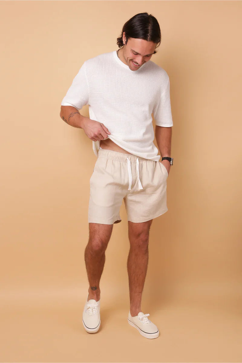 Men's wide - leg linen blend shorts for a relaxed beachside vibeKore amalfi linen short hay Men's wide - leg linen blend shorts for a relaxed beachside vibeKore amalfi linen short hay