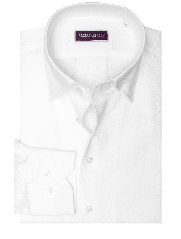 Men's Graphic - Printed Casual Shirts with Pop - Culture References for a Fun and Stylish LookHerbert Pique Shirt White Men's Graphic - Printed Casual Shirts with Pop - Culture References for a Fun and Stylish LookHerbert Pique Shirt White