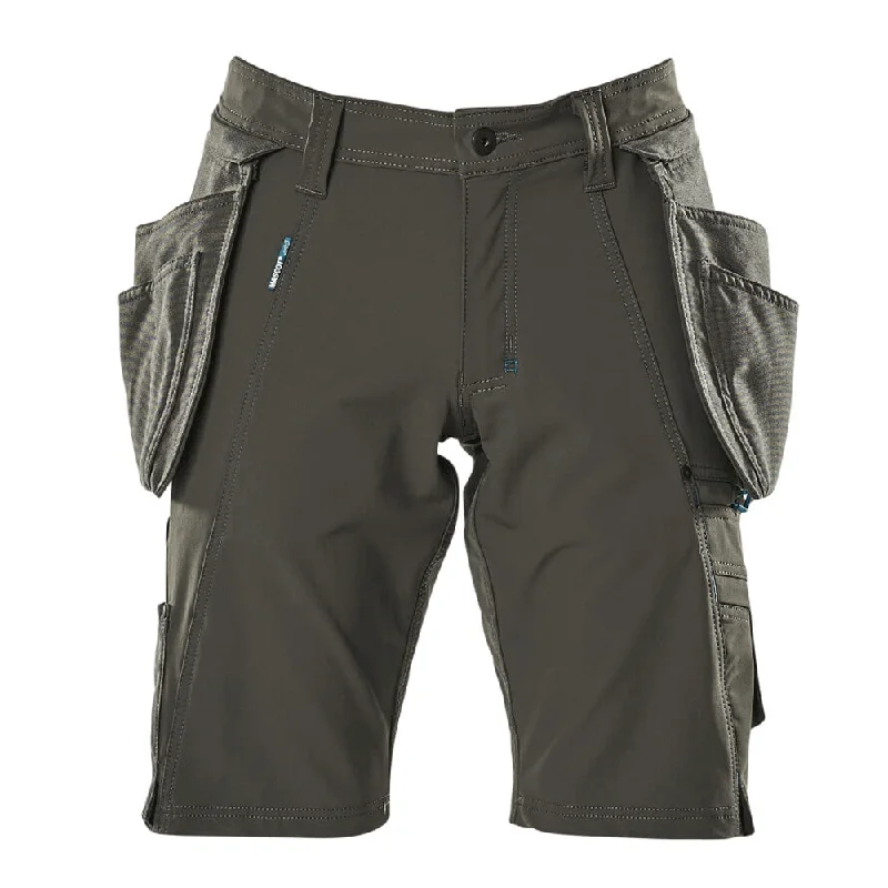 Men's flat - front chino shorts for semi - formal summer eventsMascot Advanced 17149 Water-Repellent Stretch Work Shorts Grey Men's flat - front chino shorts for semi - formal summer eventsMascot Advanced 17149 Water-Repellent Stretch Work Shorts Grey
