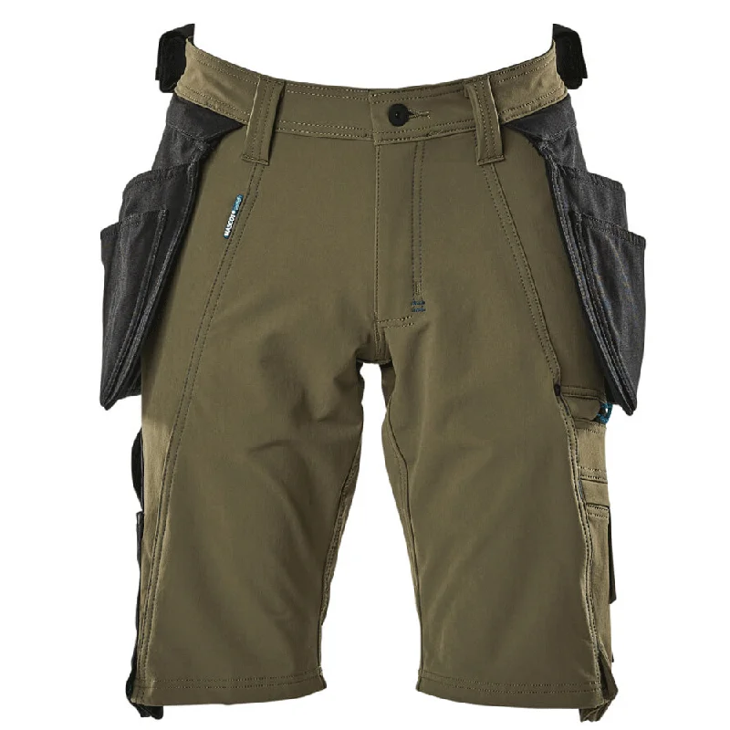 Men's high - waisted swim shorts with UPF protection for beach vacationsMascot Advanced 17149 Water-Repellent Stretch Work Shorts Moss Green Men's high - waisted swim shorts with UPF protection for beach vacationsMascot Advanced 17149 Water-Repellent Stretch Work Shorts Moss Green