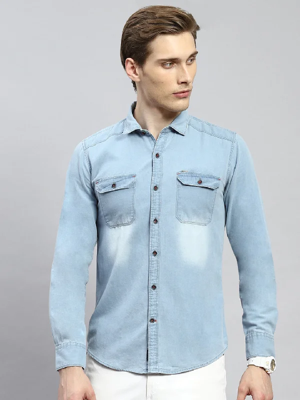 Men's Stretch - Fabric Casual Shirts in Navy Blue for a Comfortable and Flexible FitMen Blue Solid Shirt Men's Stretch - Fabric Casual Shirts in Navy Blue for a Comfortable and Flexible FitMen Blue Solid Shirt
