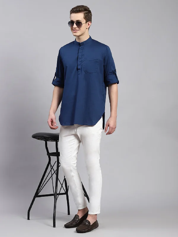Men's Graphic - Printed Casual Shirts with Pop - Culture References for a Fun and Stylish LookMen Blue Solid Shirt Men's Graphic - Printed Casual Shirts with Pop - Culture References for a Fun and Stylish LookMen Blue Solid Shirt
