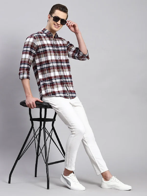 Men's Graphic - Printed Casual Shirts with Pop - Culture References for a Fun and Stylish LookMen Maroon Check Shirt Men's Graphic - Printed Casual Shirts with Pop - Culture References for a Fun and Stylish LookMen Maroon Check Shirt
