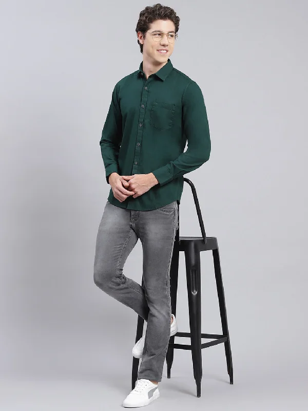 Men's Sustainable Recycled Material Casual Shirts for Eco - Conscious ConsumersMen Olive Solid Pure Cotton Shirt Men's Sustainable Recycled Material Casual Shirts for Eco - Conscious ConsumersMen Olive Solid Pure Cotton Shirt