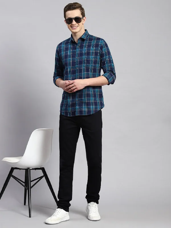 Men's Short - Sleeve Linen Casual Shirts in Light Khaki for a Breathable Summer OptionMen Teal Blue Check Shirt Men's Short - Sleeve Linen Casual Shirts in Light Khaki for a Breathable Summer OptionMen Teal Blue Check Shirt