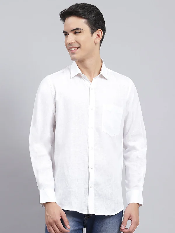 Plus Size Men's Striped Chambray Casual Shirts with a Spread Collar for a Preppy AppearanceMen White Solid Linen Shirt Plus Size Men's Striped Chambray Casual Shirts with a Spread Collar for a Preppy AppearanceMen White Solid Linen Shirt