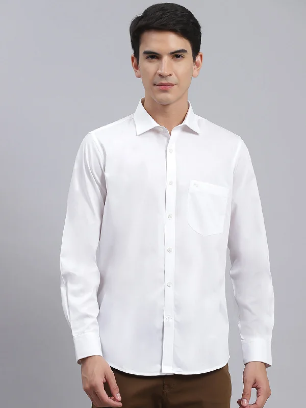 Men's Slim - Fit Printed Floral Casual Shirts in Pastel Colors for a Spring - Inspired VibeMen White Solid Pure Cotton Shirt Men's Slim - Fit Printed Floral Casual Shirts in Pastel Colors for a Spring - Inspired VibeMen White Solid Pure Cotton Shirt
