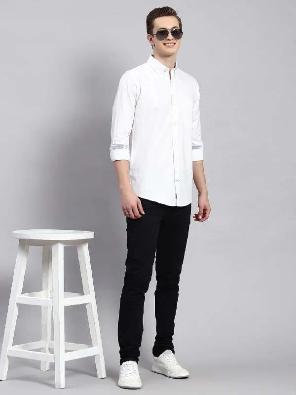 Men's Sustainable Recycled Material Casual Shirts for Eco - Conscious ConsumersMen White Solid Shirt