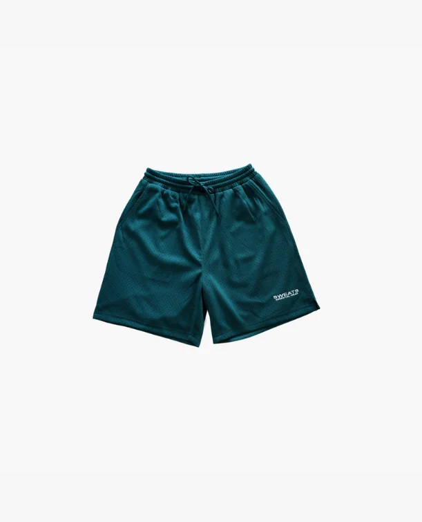 Men's breathable cotton athletic shorts for intense workoutsMESH SHORTS - GREEN
