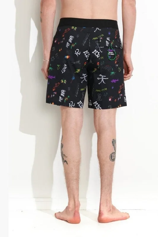 Men's wide - leg linen blend shorts for a relaxed beachside vibeMisfit dope machine 18" 50-30 short - black/multi Men's wide - leg linen blend shorts for a relaxed beachside vibeMisfit dope machine 18" 50-30 short - black/multi