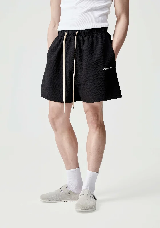Men's wide - leg linen blend shorts for a relaxed beachside vibeMKI SEERSUCKER SHORTS Men's wide - leg linen blend shorts for a relaxed beachside vibeMKI SEERSUCKER SHORTS