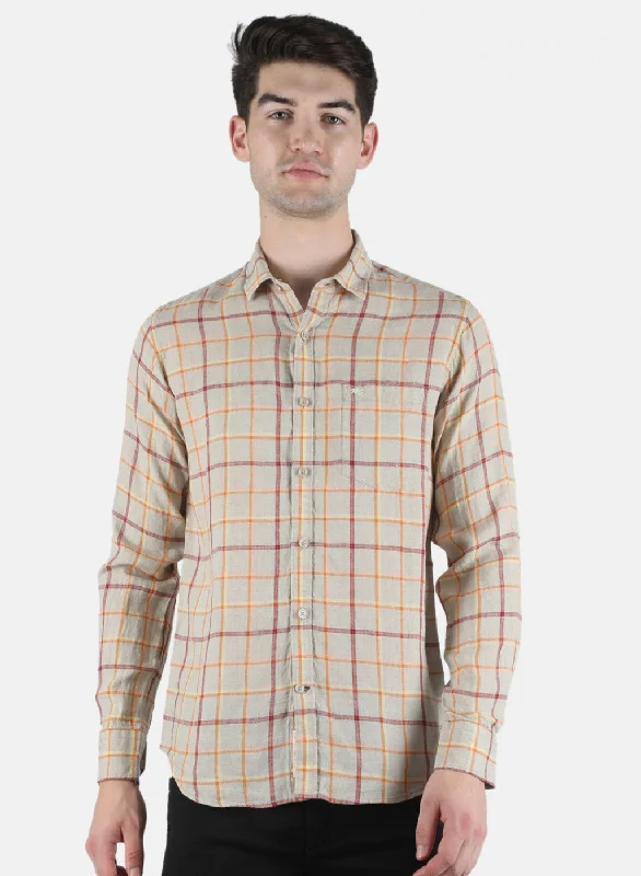 Men's Tailored Fit Checkered Casual Shirts in Multicolor for a Smart - Casual EnsembleMen Beige Check Shirt Men's Tailored Fit Checkered Casual Shirts in Multicolor for a Smart - Casual EnsembleMen Beige Check Shirt