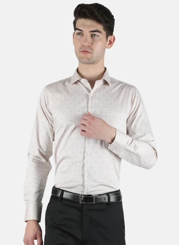 Men's Sustainable Recycled Material Casual Shirts for Eco - Conscious ConsumersMen Beige Printed Shirt