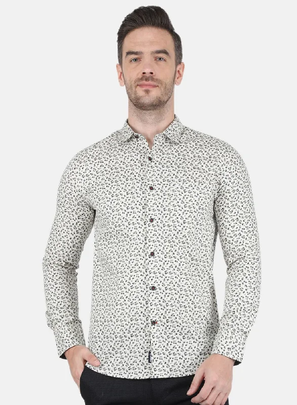 Men's Stretch - Fabric Casual Shirts in Navy Blue for a Comfortable and Flexible FitMen Beige Printed Shirt Men's Stretch - Fabric Casual Shirts in Navy Blue for a Comfortable and Flexible FitMen Beige Printed Shirt