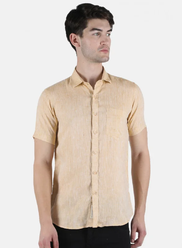 Men's Button - Down Oxford Casual Shirts in Crisp White for a Classic and Versatile StyleMen Beige Solid Shirt Men's Button - Down Oxford Casual Shirts in Crisp White for a Classic and Versatile StyleMen Beige Solid Shirt