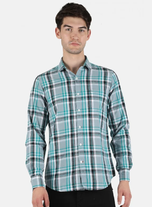 Men's Embroidered Detail Casual Shirts in Beige for a Touch of EleganceMen Blue Check Shirt Men's Embroidered Detail Casual Shirts in Beige for a Touch of EleganceMen Blue Check Shirt