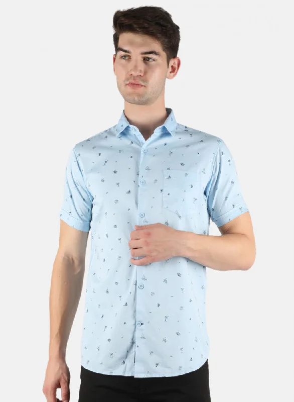 Men's Slim - Fit Printed Floral Casual Shirts in Pastel Colors for a Spring - Inspired VibeMen Blue Printed Shirt Men's Slim - Fit Printed Floral Casual Shirts in Pastel Colors for a Spring - Inspired VibeMen Blue Printed Shirt