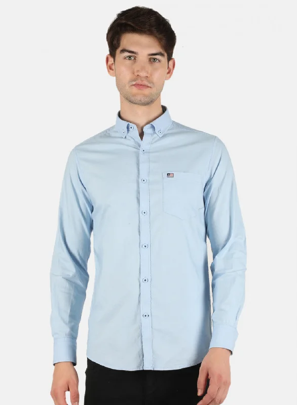 Men's Slim - Fit Printed Floral Casual Shirts in Pastel Colors for a Spring - Inspired VibeMen Blue Solid Shirt Men's Slim - Fit Printed Floral Casual Shirts in Pastel Colors for a Spring - Inspired VibeMen Blue Solid Shirt