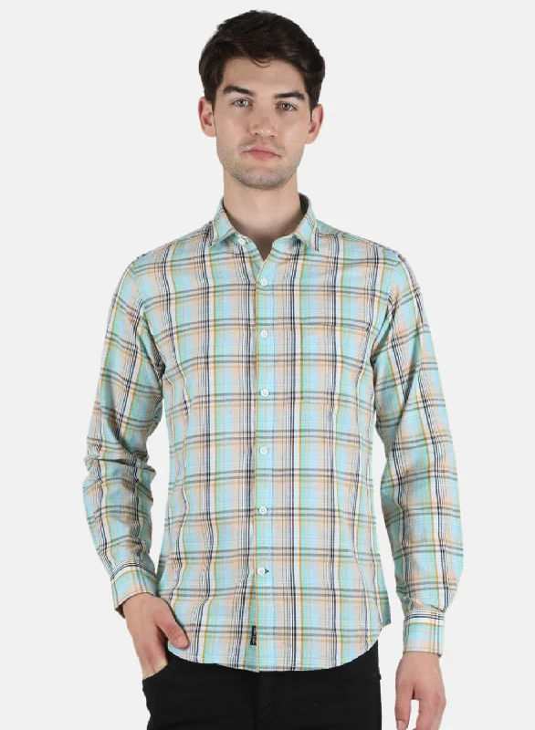 Men's Embroidered Detail Casual Shirts in Beige for a Touch of EleganceMen Green Check Shirt Men's Embroidered Detail Casual Shirts in Beige for a Touch of EleganceMen Green Check Shirt