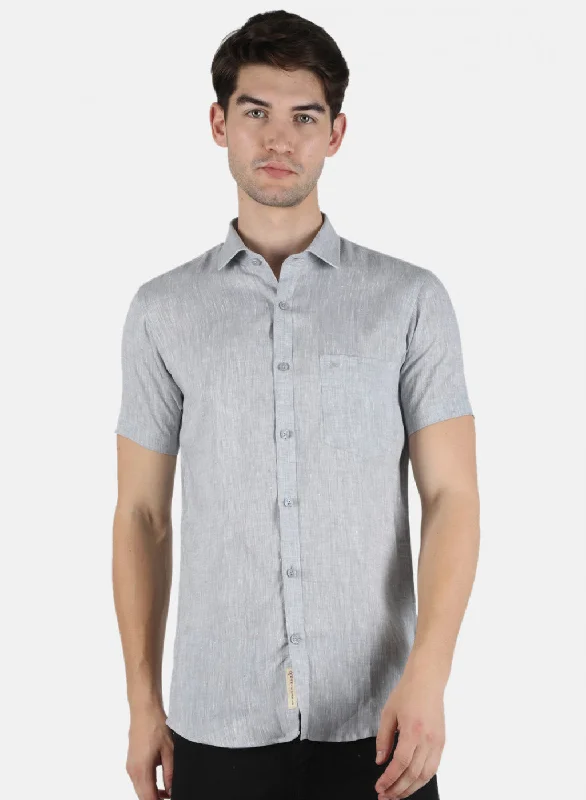 Men's Sustainable Recycled Material Casual Shirts for Eco - Conscious ConsumersMen Grey Solid Shirt Men's Sustainable Recycled Material Casual Shirts for Eco - Conscious ConsumersMen Grey Solid Shirt