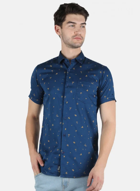 Men's Distressed Denim Casual Shirts with Frayed Edges for a Trendy and Rugged LookMen NAvy Blue Printed Shirt Men's Distressed Denim Casual Shirts with Frayed Edges for a Trendy and Rugged LookMen NAvy Blue Printed Shirt