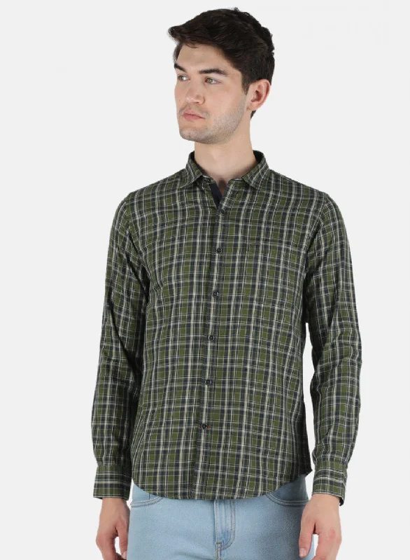 Men's Wrinkle - Resistant Polyester Blend Casual Shirts for Easy Travel and MaintenanceMen Olive Check Shirt Men's Wrinkle - Resistant Polyester Blend Casual Shirts for Easy Travel and MaintenanceMen Olive Check Shirt