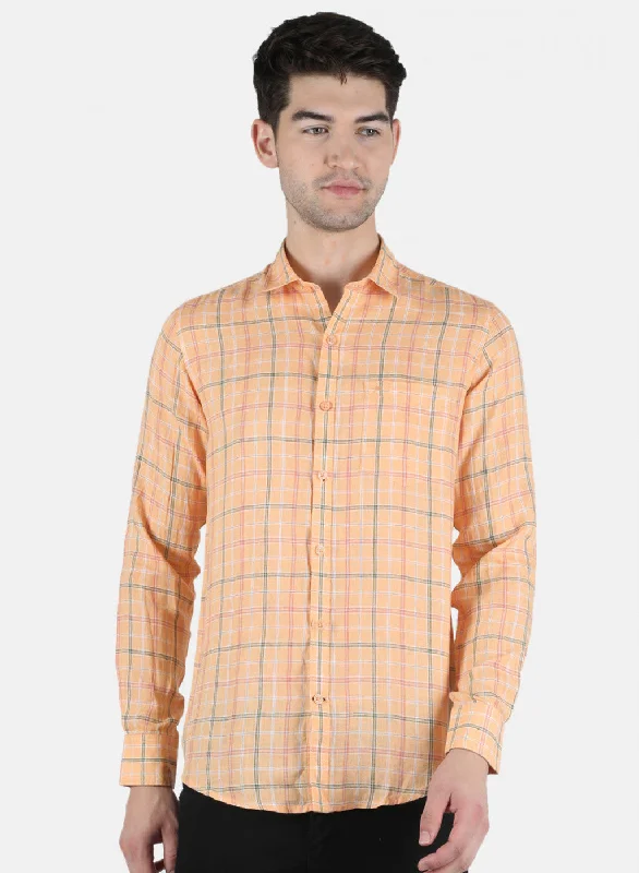 Men's Stretch - Fabric Casual Shirts in Navy Blue for a Comfortable and Flexible FitMen Orange Check Shirt Men's Stretch - Fabric Casual Shirts in Navy Blue for a Comfortable and Flexible FitMen Orange Check Shirt