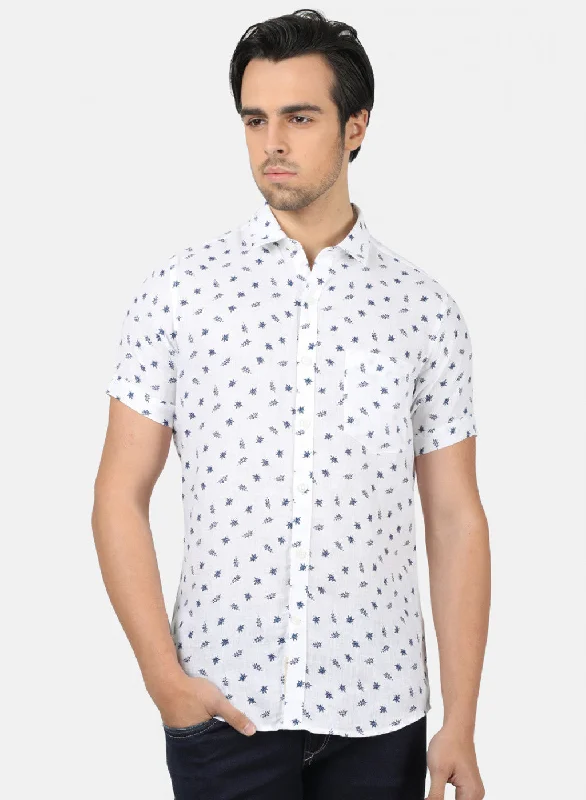Plus Size Men's Striped Chambray Casual Shirts with a Spread Collar for a Preppy AppearanceMen White Printed Shirts Plus Size Men's Striped Chambray Casual Shirts with a Spread Collar for a Preppy AppearanceMen White Printed Shirts