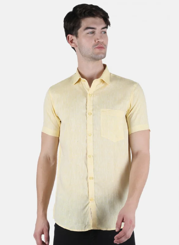Men's Shearling - Lined Collar Casual Shirts in Brown for a Rustic and Warm AppealMen Yellow Solid Shirt Men's Shearling - Lined Collar Casual Shirts in Brown for a Rustic and Warm AppealMen Yellow Solid Shirt