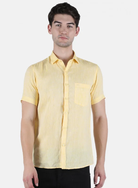 Men's Thermal - Lined Casual Shirts in Black for Added Warmth in Cold WeatherMen Yellow Solid Shirt