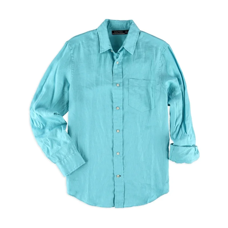 Men's Short - Sleeve Linen Casual Shirts in Light Khaki for a Breathable Summer OptionNautica Mens Solid Linen Button Up Shirt, Blue, Small Men's Short - Sleeve Linen Casual Shirts in Light Khaki for a Breathable Summer OptionNautica Mens Solid Linen Button Up Shirt, Blue, Small