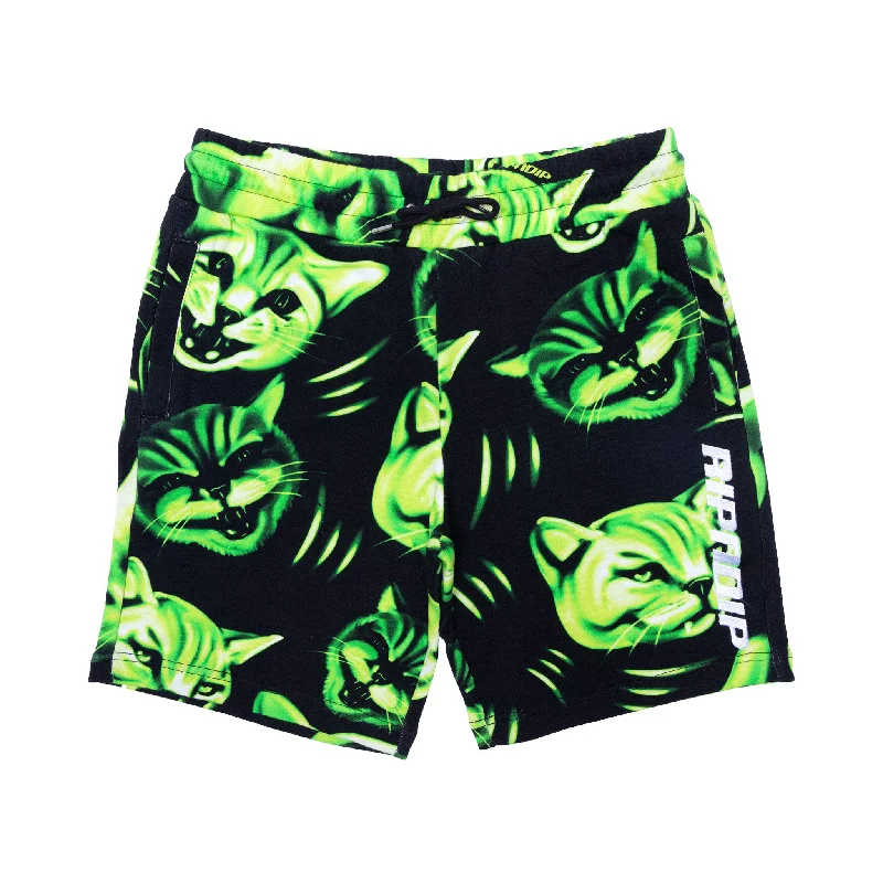 Men's side - stripe track shorts for a sporty running lookNeon Cat Sweatshorts (Black/Neon) Men's side - stripe track shorts for a sporty running lookNeon Cat Sweatshorts (Black/Neon)