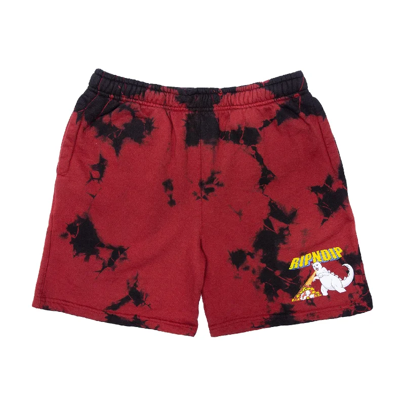 Men's distressed cotton shorts for a bohemian - inspired styleNermzilla Sweatshorts (Black/Red Dye) Men's distressed cotton shorts for a bohemian - inspired styleNermzilla Sweatshorts (Black/Red Dye)