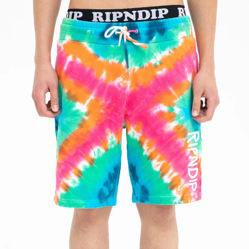 Men's button - fly denim work shorts for durability on the jobOG Prisma Sweatshorts (Rainbow X Dye)