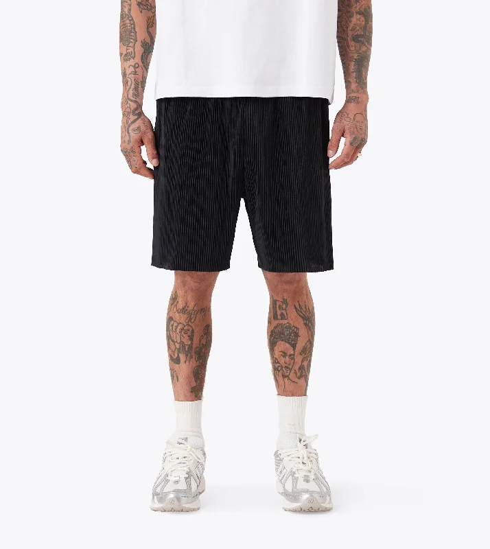 Men's neon - colored athletic shorts for high - visibility workoutsPleated Short Black Men's neon - colored athletic shorts for high - visibility workoutsPleated Short Black