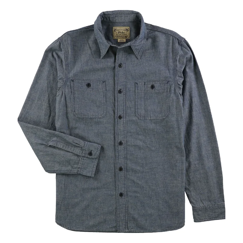 Plus Size Men's Striped Chambray Casual Shirts with a Spread Collar for a Preppy AppearanceRalph Lauren Mens Utility Sport Button Up Shirt, Blue, Small Plus Size Men's Striped Chambray Casual Shirts with a Spread Collar for a Preppy AppearanceRalph Lauren Mens Utility Sport Button Up Shirt, Blue, Small